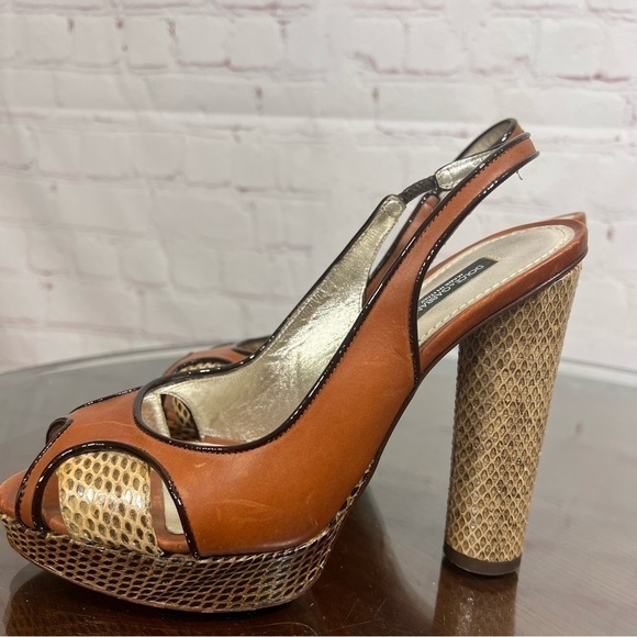 DOLCE & GABBANA python & cow leather platform peeptoe slingback sandals EUC 7 - Picture 7 of 10